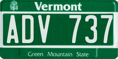 VT license plate ADV737
