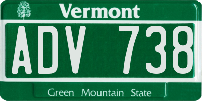 VT license plate ADV738