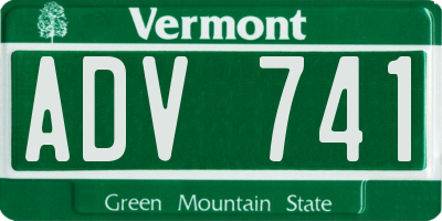 VT license plate ADV741