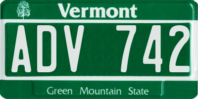 VT license plate ADV742