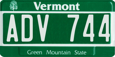 VT license plate ADV744