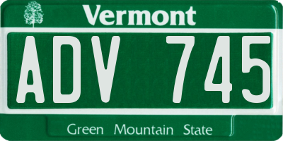 VT license plate ADV745