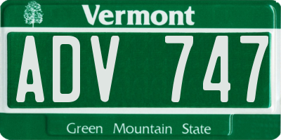 VT license plate ADV747