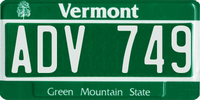 VT license plate ADV749