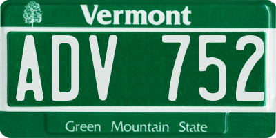 VT license plate ADV752