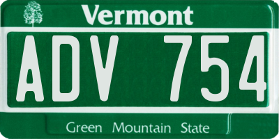 VT license plate ADV754