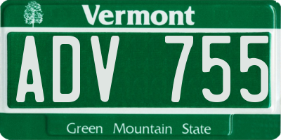 VT license plate ADV755