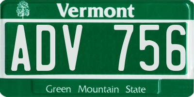 VT license plate ADV756