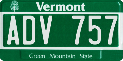 VT license plate ADV757