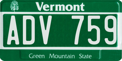 VT license plate ADV759