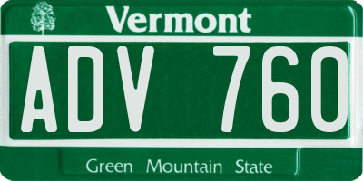 VT license plate ADV760