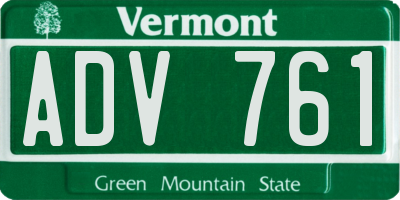 VT license plate ADV761