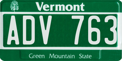 VT license plate ADV763