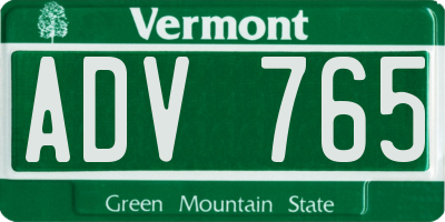 VT license plate ADV765