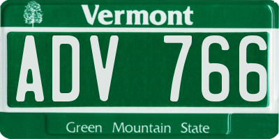 VT license plate ADV766
