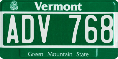 VT license plate ADV768