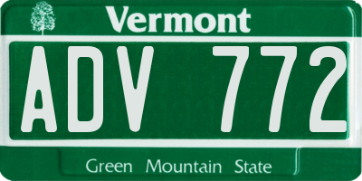 VT license plate ADV772