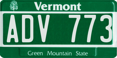 VT license plate ADV773