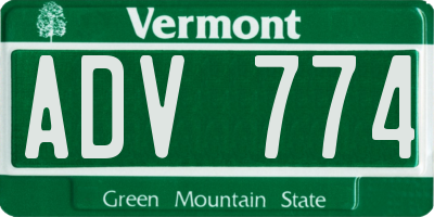 VT license plate ADV774