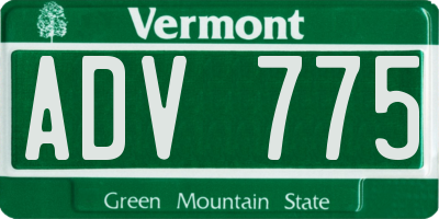 VT license plate ADV775