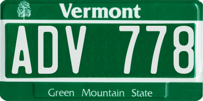 VT license plate ADV778