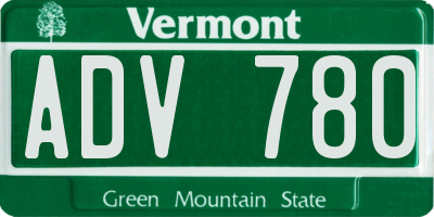 VT license plate ADV780