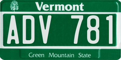 VT license plate ADV781