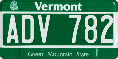 VT license plate ADV782
