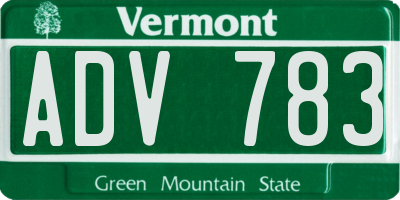 VT license plate ADV783