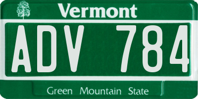 VT license plate ADV784