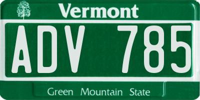 VT license plate ADV785