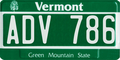 VT license plate ADV786