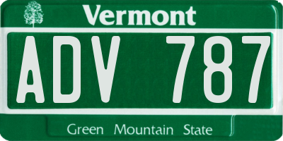 VT license plate ADV787