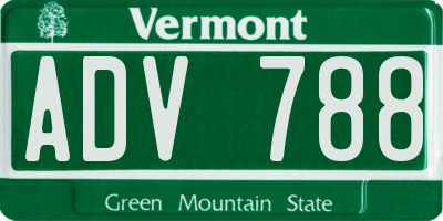 VT license plate ADV788