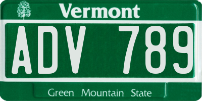 VT license plate ADV789