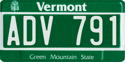 VT license plate ADV791