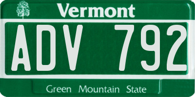 VT license plate ADV792