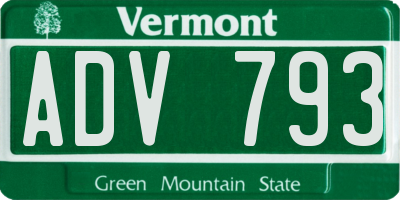 VT license plate ADV793