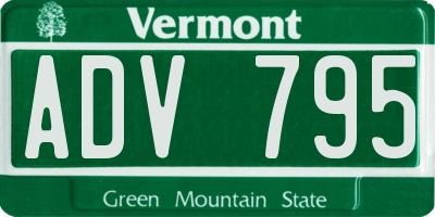 VT license plate ADV795