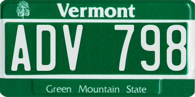 VT license plate ADV798