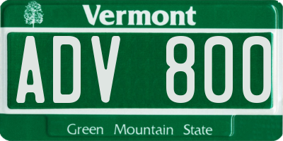 VT license plate ADV800