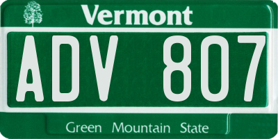 VT license plate ADV807