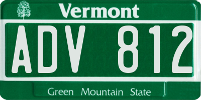 VT license plate ADV812