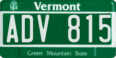 VT license plate ADV815