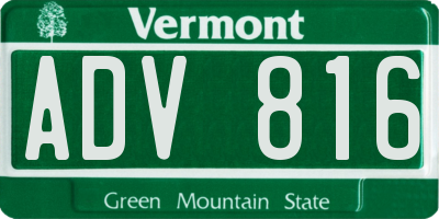 VT license plate ADV816