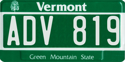 VT license plate ADV819