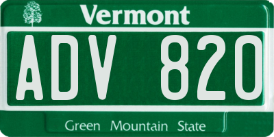 VT license plate ADV820