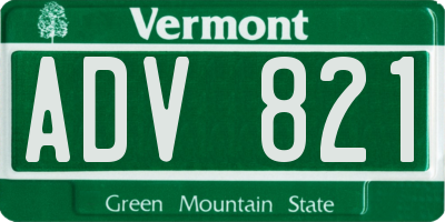 VT license plate ADV821