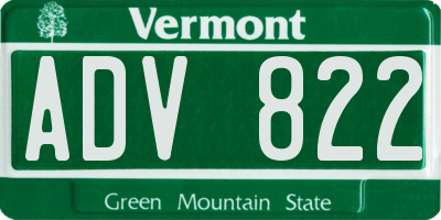 VT license plate ADV822