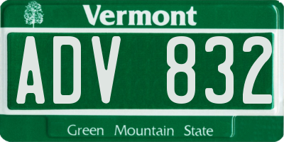 VT license plate ADV832